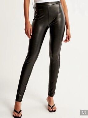 Abercrombie & Fitch faux leather Black High-Rise Leggings